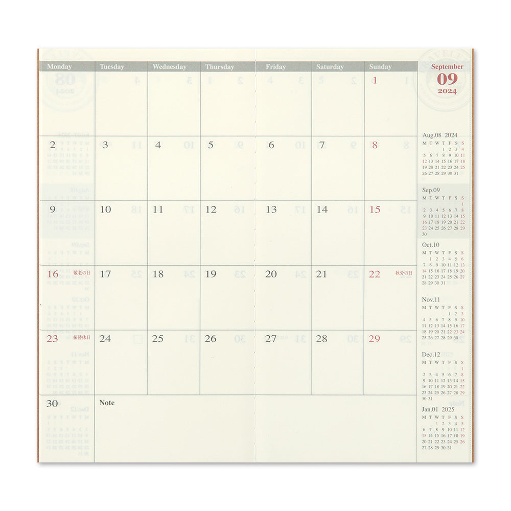 2024 Monthly Traveler's Company 2024 Diary Refills Regular Size - Odd Nodd Art Supply