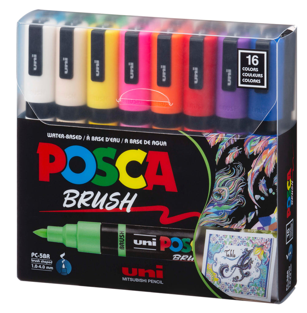 16 5BR Brush POSCA Acrylic Paint Marker Sets - Odd Nodd Art Supply