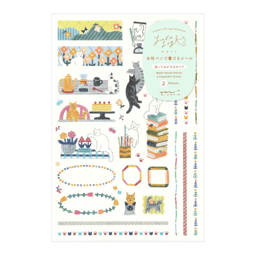 Cat Stickers Midori Yuru Log - Odd Nodd Art Supply