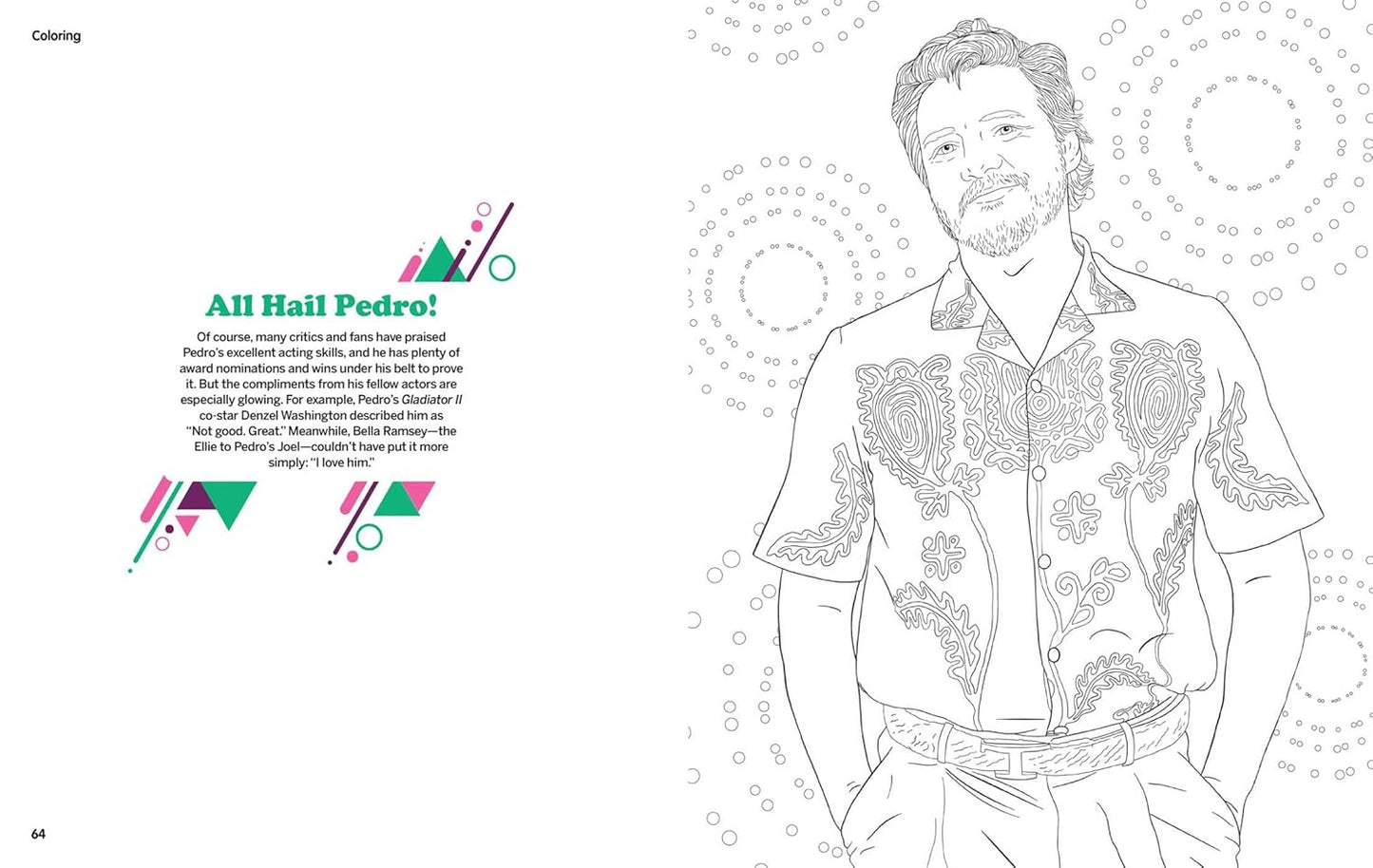 Pedro Pascal Coloring & Activity Book