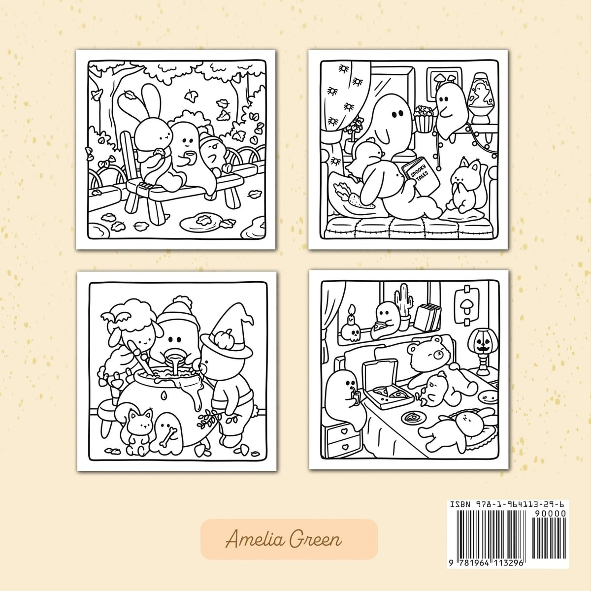 Spooky Cuddly: Cozy Coloring Book for Adults and Teens Featuring Adorable Animal Characters and Cute Ghosts for Relaxation