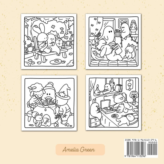 Spooky Cuddly: Cozy Coloring Book for Adults and Teens Featuring Adorable Animal Characters and Cute Ghosts for Relaxation