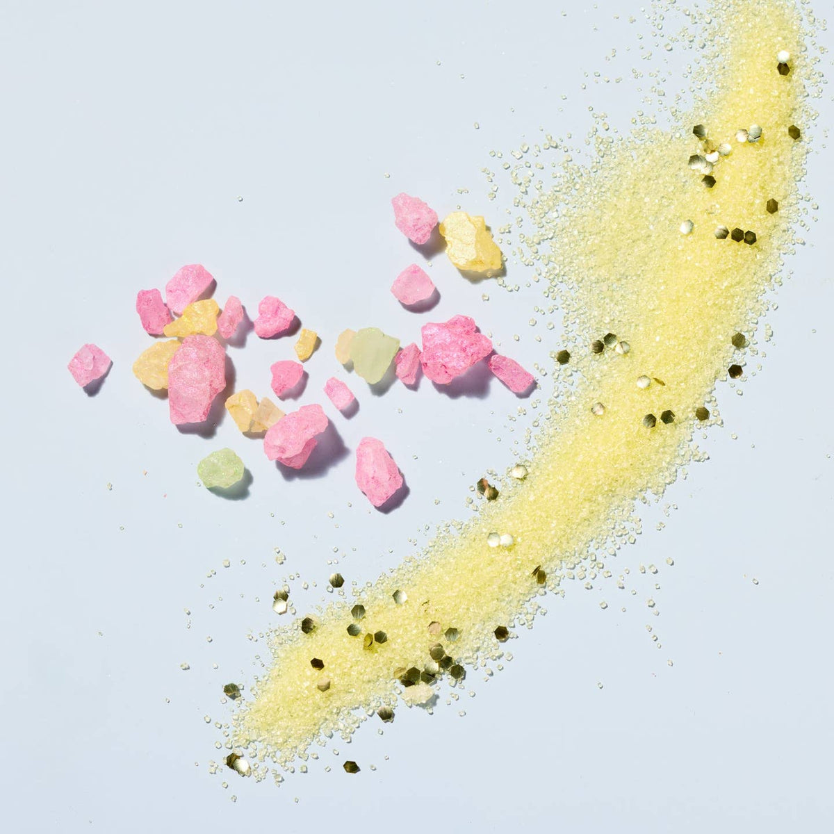 Close up of Fairyland Potion Kit ingredients including magical color changing crystals