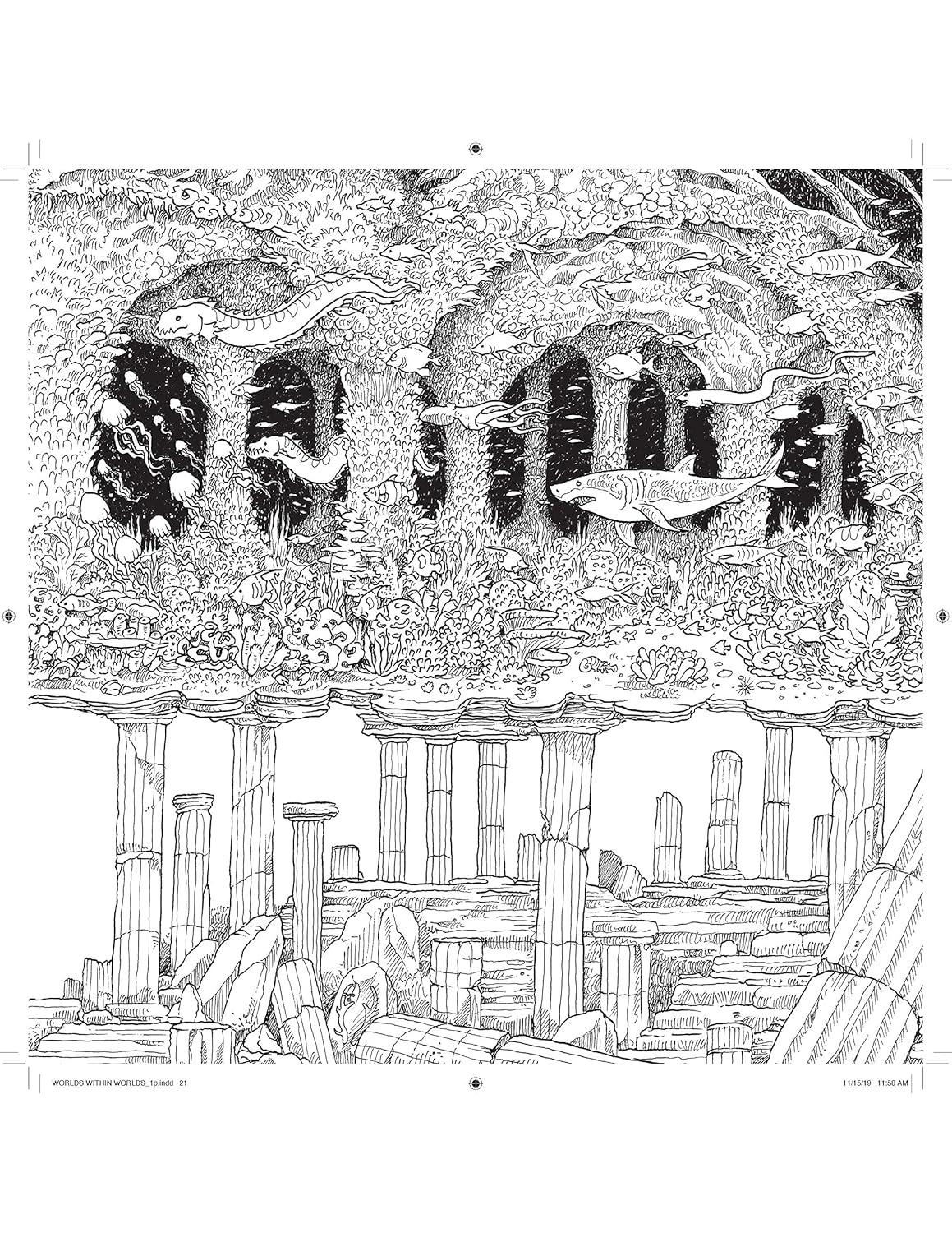 Worlds Within Worlds Coloring Book by Kerby Rosanes