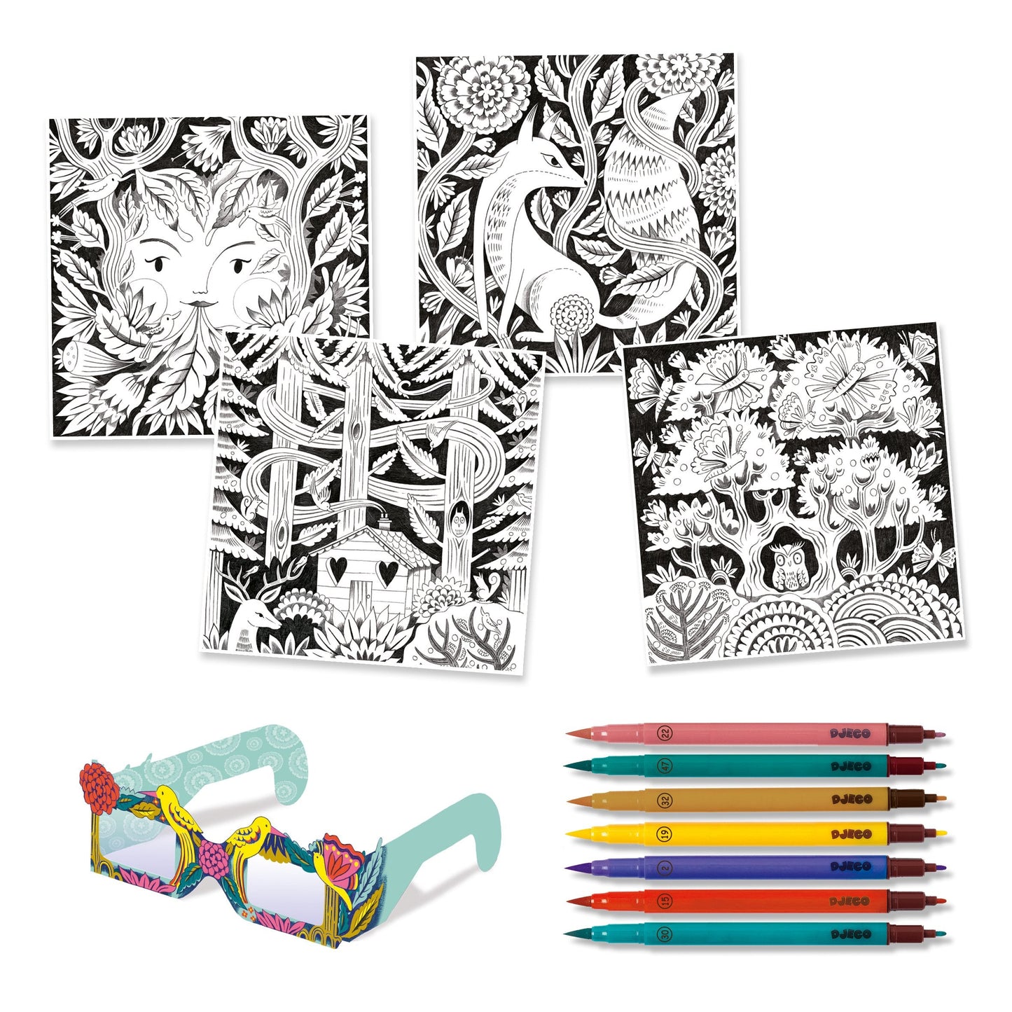 Fantasy Forest 3D Felt Tip Marker Coloring Activity - Odd Nodd Art Supply