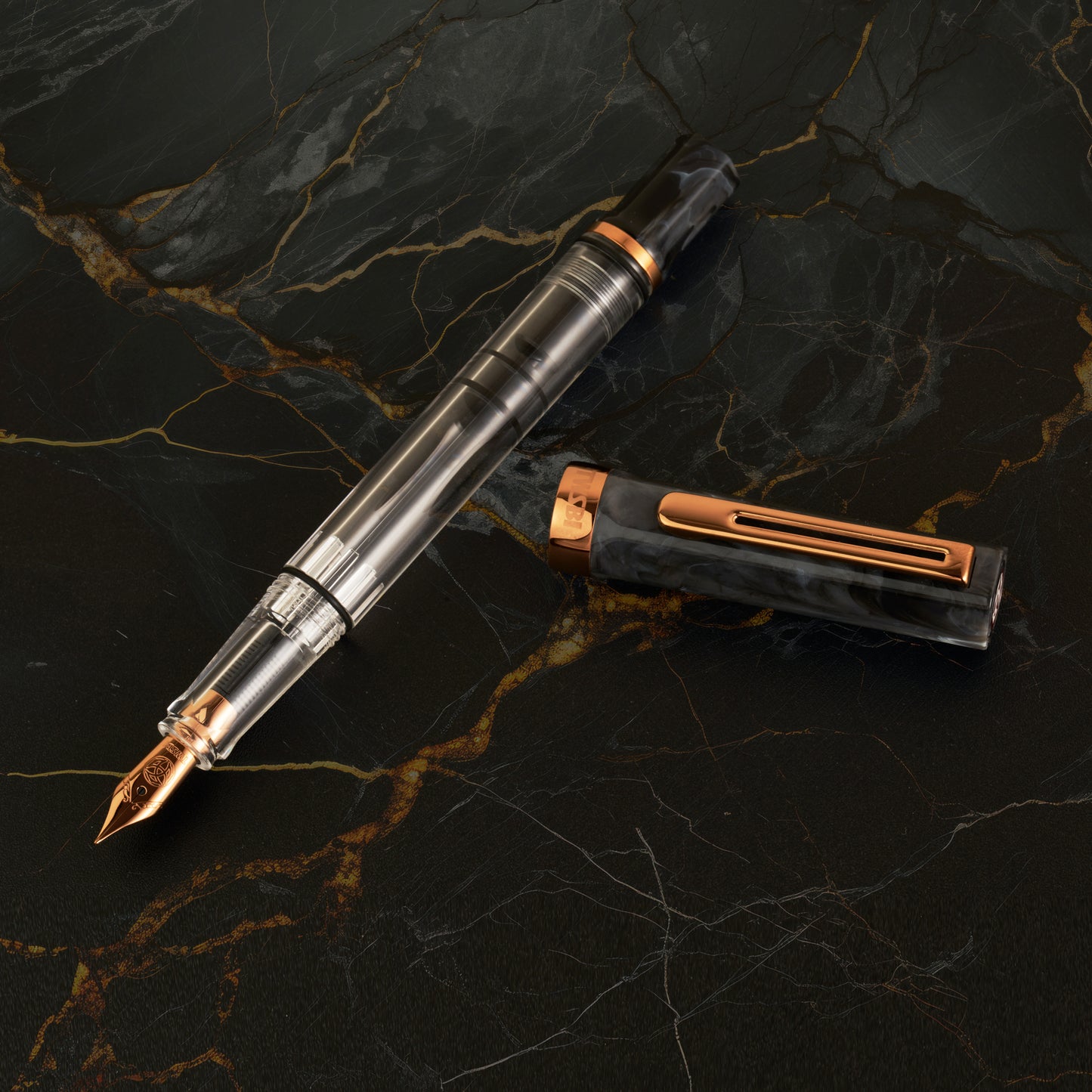Black Marble w/Bronze TWSBI Eco Fountain Pen - Odd Nodd Art Supply