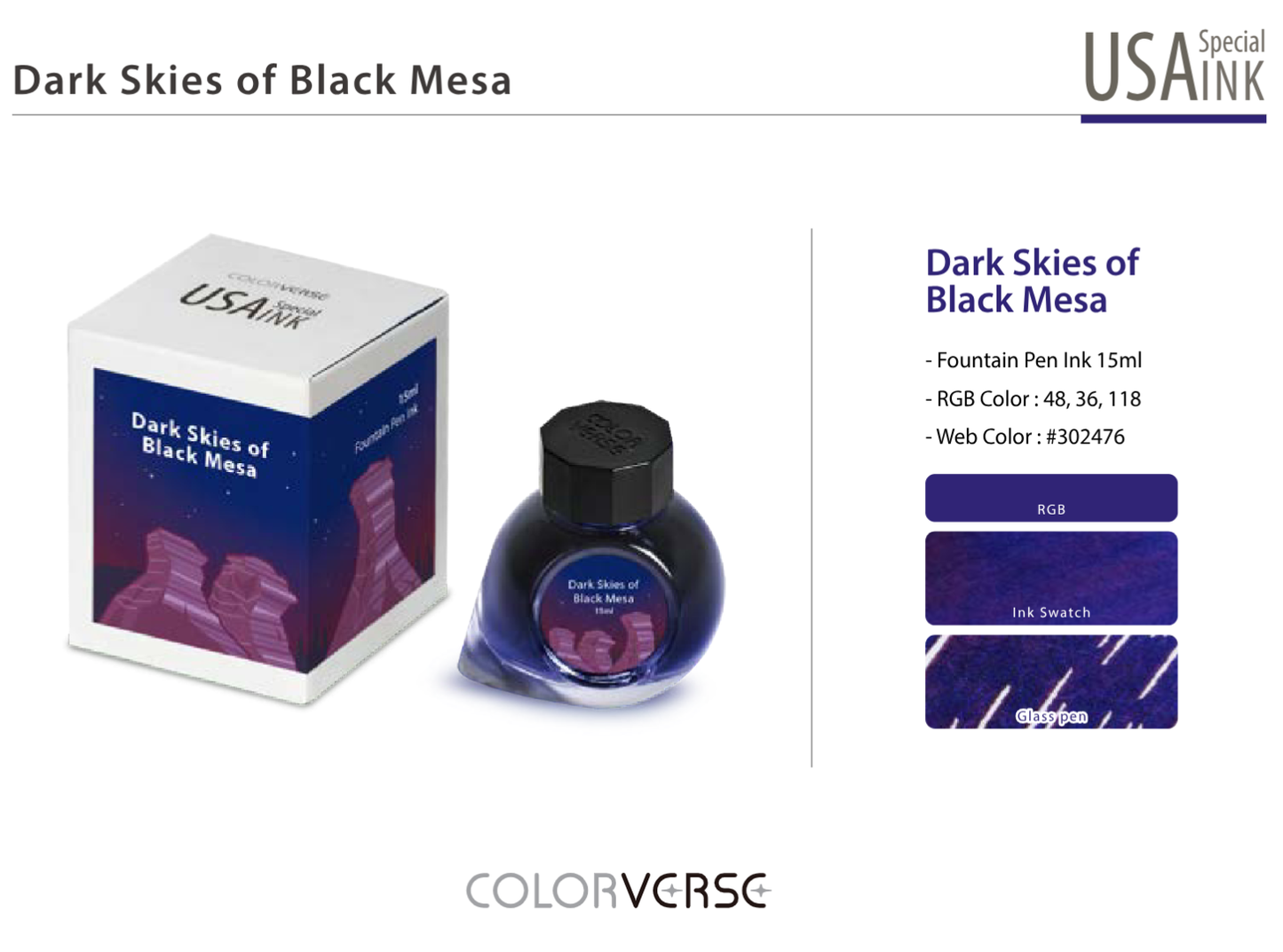 Dark Skies of Black Mesa Colorverse USA Special Fountain Pen Ink - Odd Nodd Art Supply