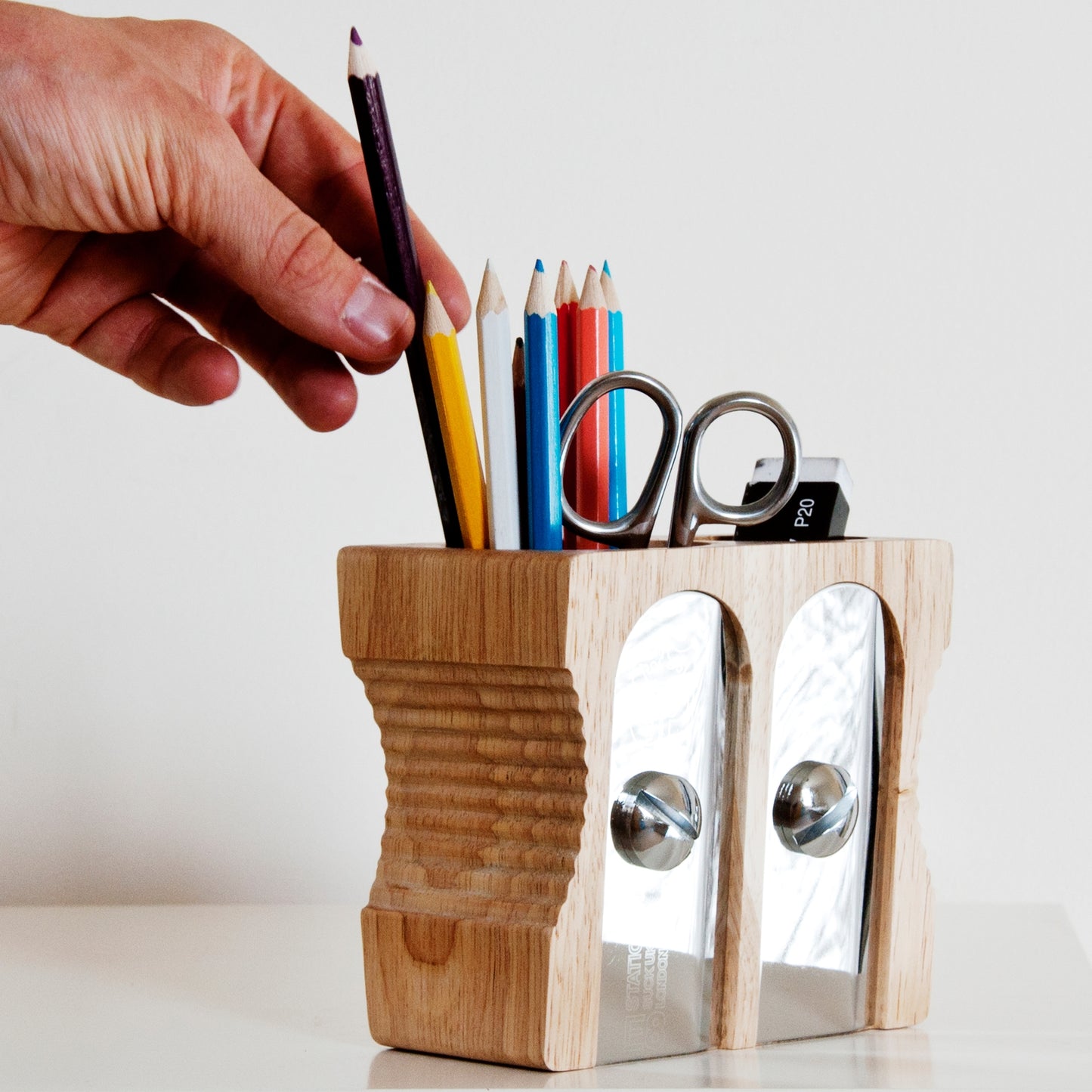Natural Double Sharpener Desk Tidy Pencil Holder - Odd Nodd Art Supply