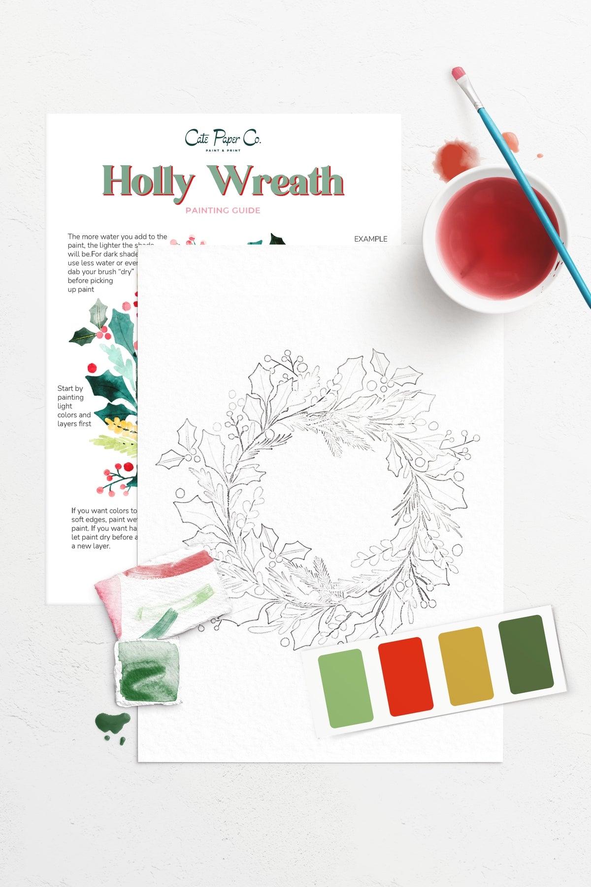 Holly Wreath Watercolor Kit