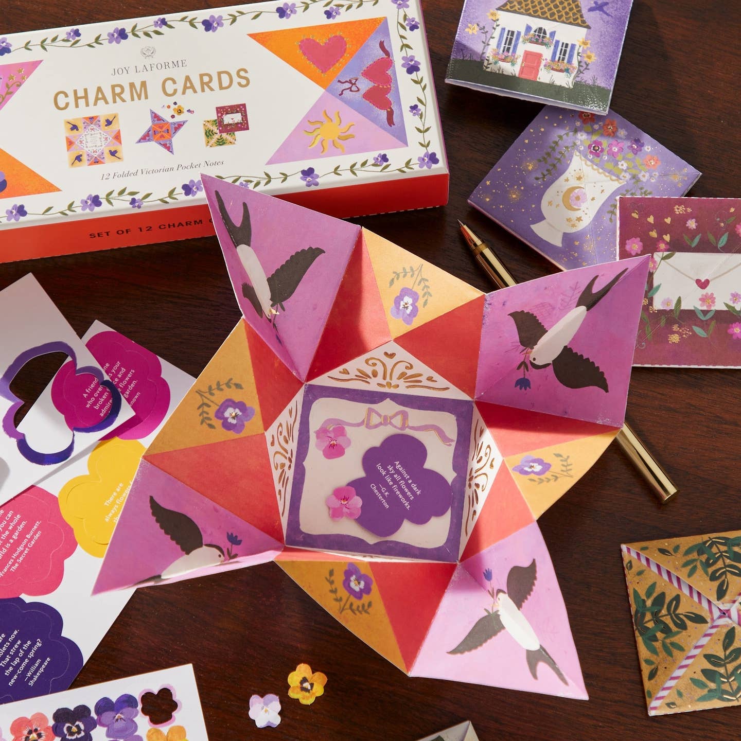 Joy Laforme Charm Cards, Folded Victorian Pocket Cards
