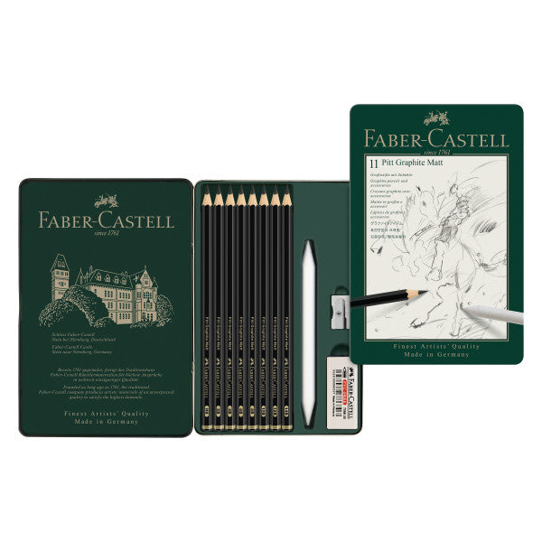 11 Faber Pitt Graphite Matte Pencil Sets - Odd Nodd Art Supply