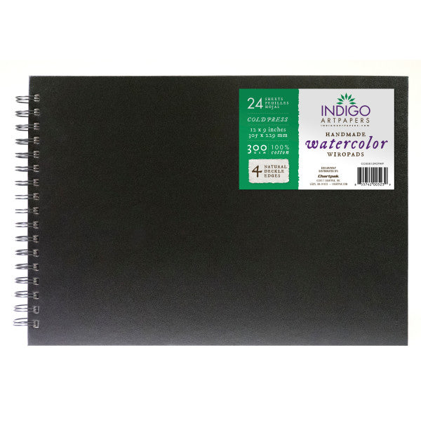 Chartpak Indigo Handmade Watercolor Wiro Pad, 24 Sheets, 9 in x 12 in