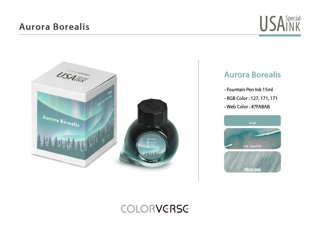 Aurora Borealis Colorverse USA Special Fountain Pen Ink - Odd Nodd Art Supply