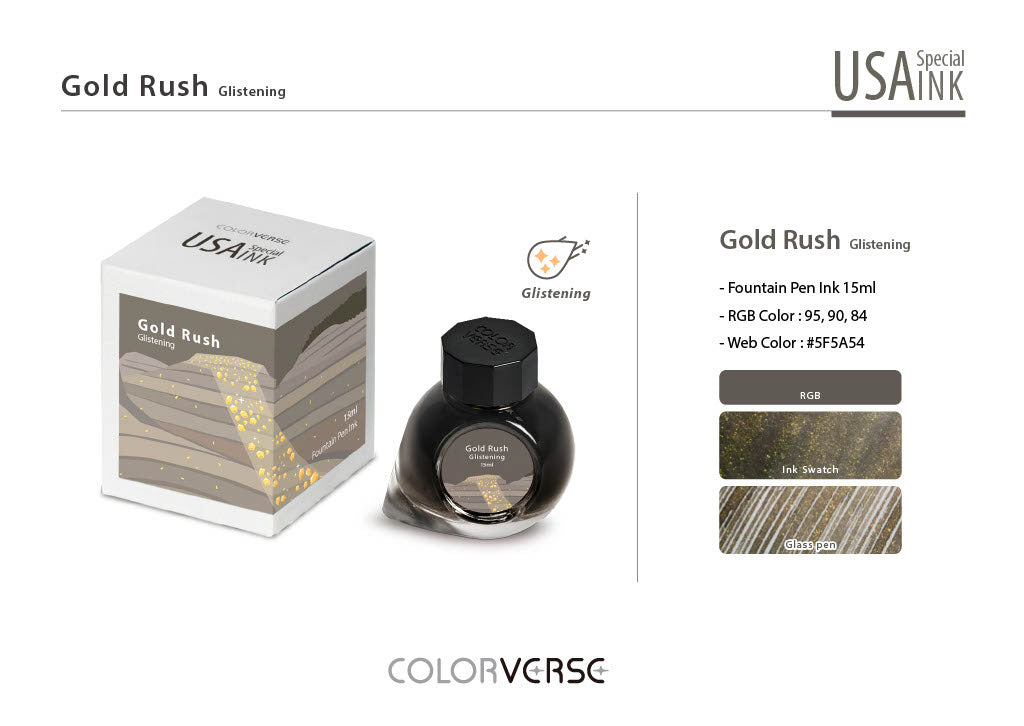Gold Rush Colorverse USA Special Fountain Pen Ink - Odd Nodd Art Supply