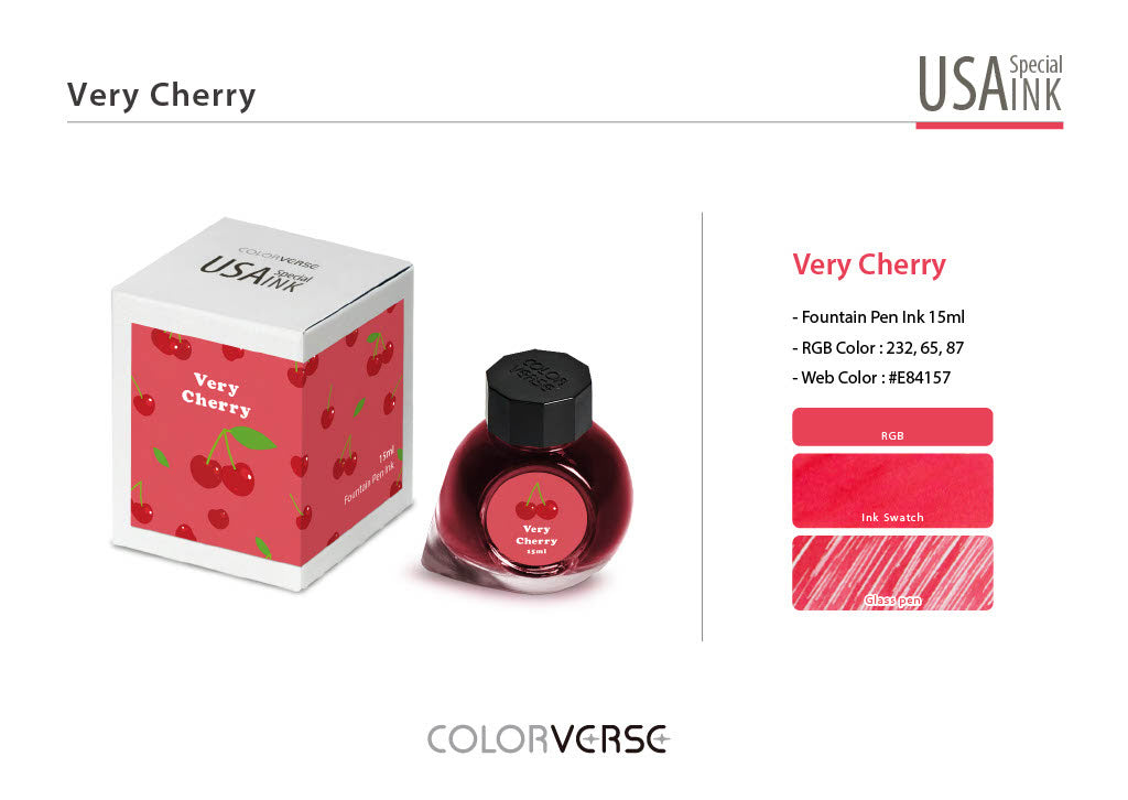 Very Cherry Colorverse USA Special Fountain Pen Ink - Odd Nodd Art Supply