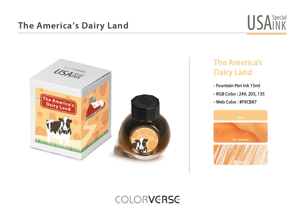 America;s Dairy Land Colorverse USA Special Fountain Pen Ink - Odd Nodd Art Supply