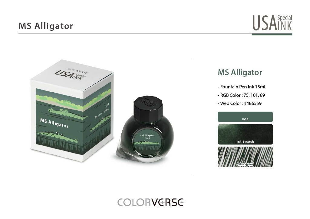 MS Alligator Colorverse USA Special Fountain Pen Ink - Odd Nodd Art Supply