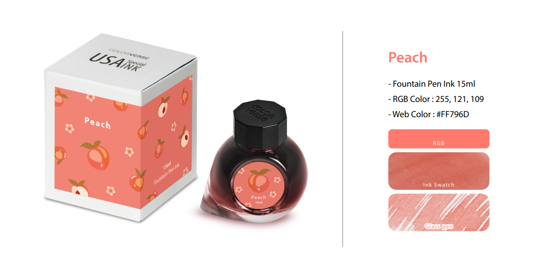 Peach Colorverse USA Special Fountain Pen Ink - Odd Nodd Art Supply