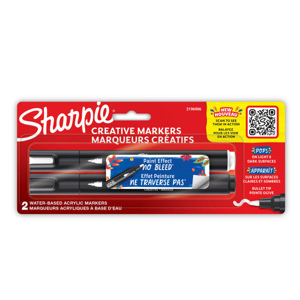 2 Pack Black White Bullet Tip Sharpie Creative Markers Sets - Odd Nodd Art Supply