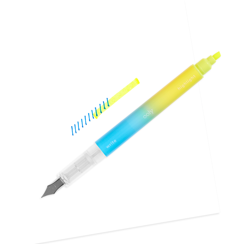 Writer's Duo 2 in 1 Fountain Pens + Highlighters Example - Odd Nodd Art Supply