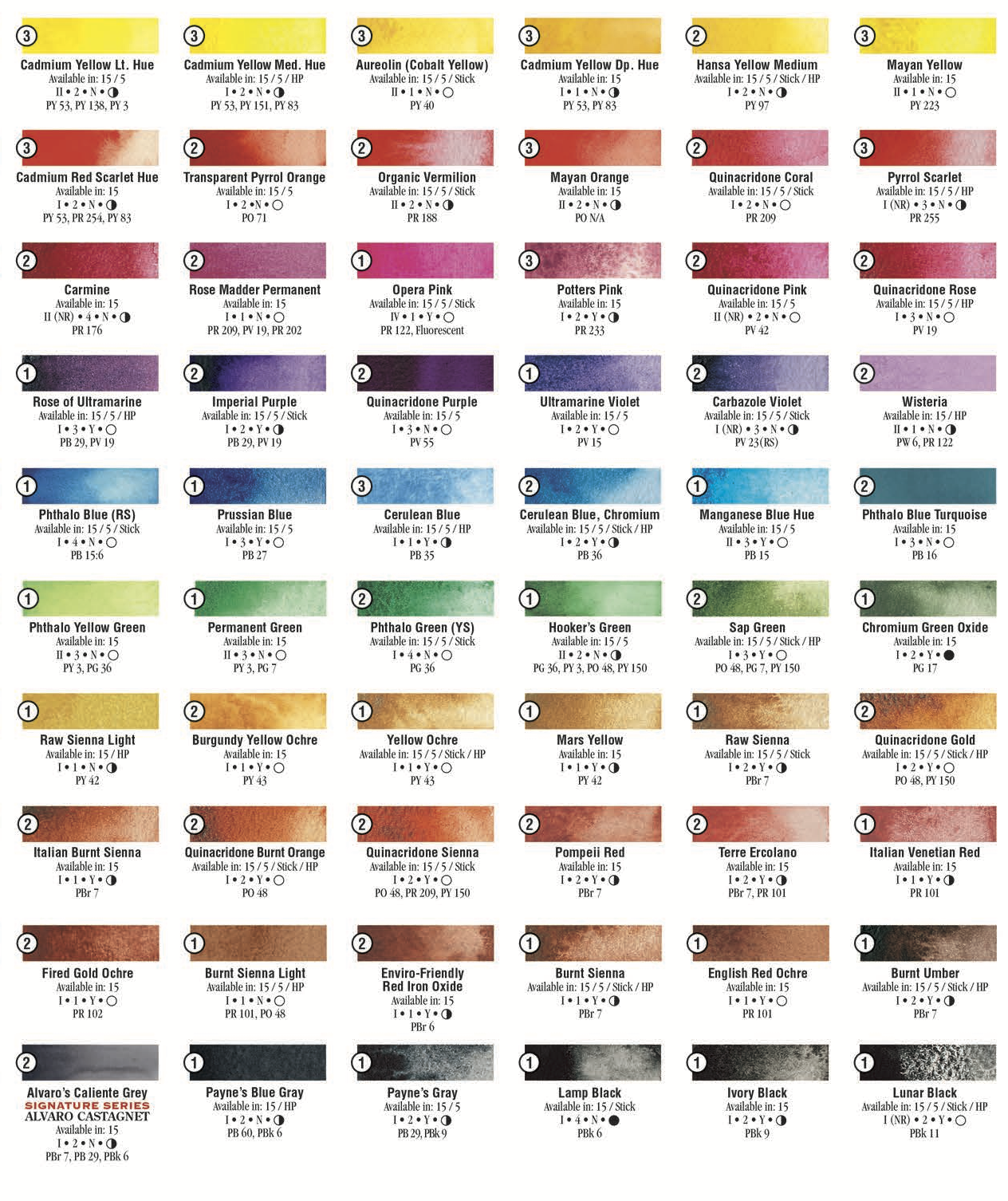 Extra-Fine Watercolors 15ml Tubes (Color Names A-M)