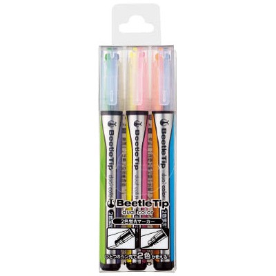 Beetle Tip Highlighter Marker Sets 3 Color Dual Tip - Odd Nodd Art Supply