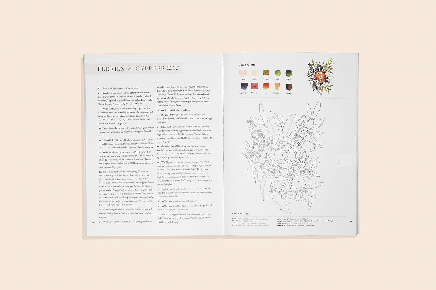 Watercolor Workbook: 30-Minute Beginner Botanical Projects on Premium Watercolor Paper