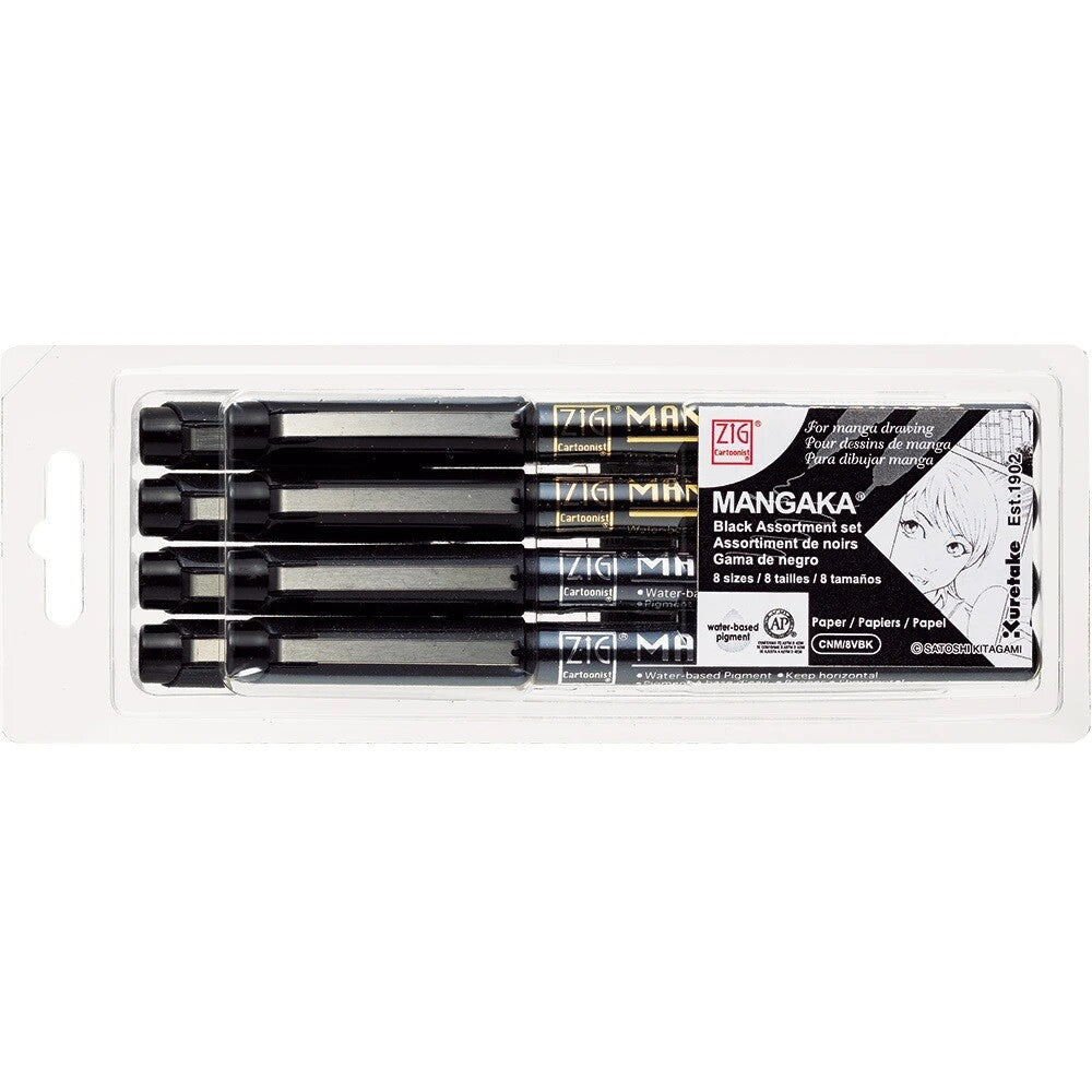 Mangaka Black Pen Assorted 8 Pen Sets - Odd Nodd Art Supply