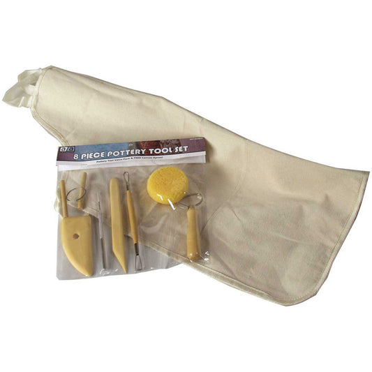 Art Advantage Pottery Tool Kit With Apron 8 Piece Set