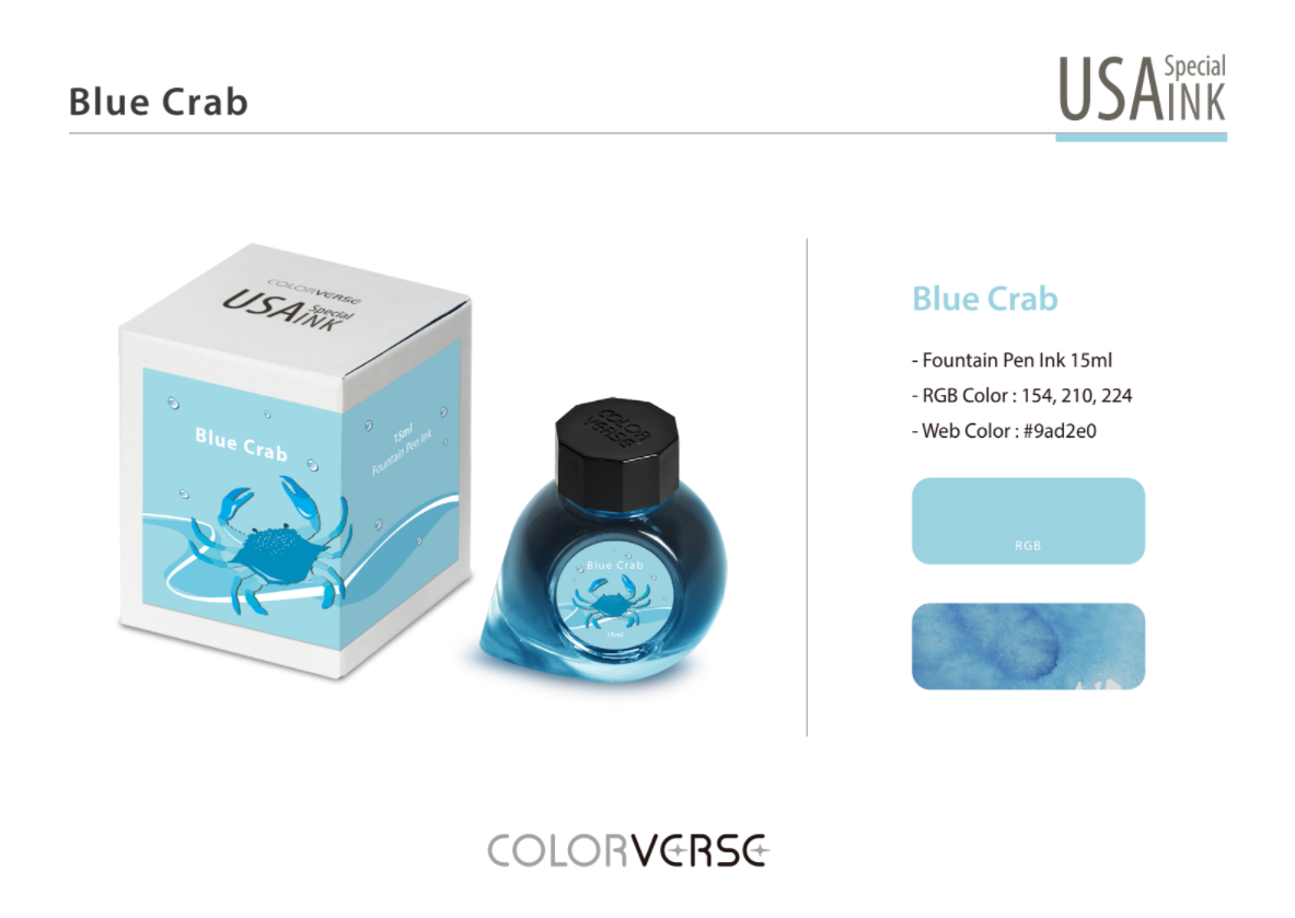 Colorverse USA Special Fountain Pen Ink - Odd Nodd Art Supply Blue Crab