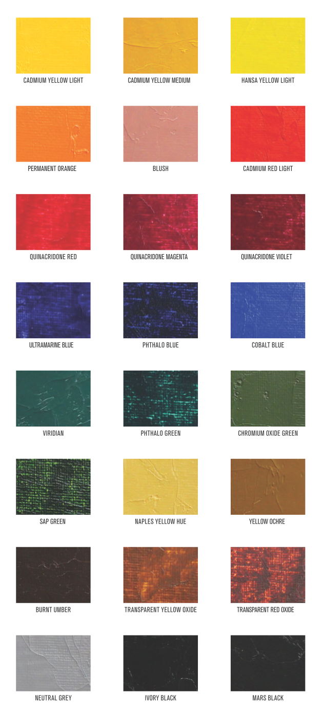 Gamblin 1980 Oil Paints Color Chart - Odd Nodd Art Supply