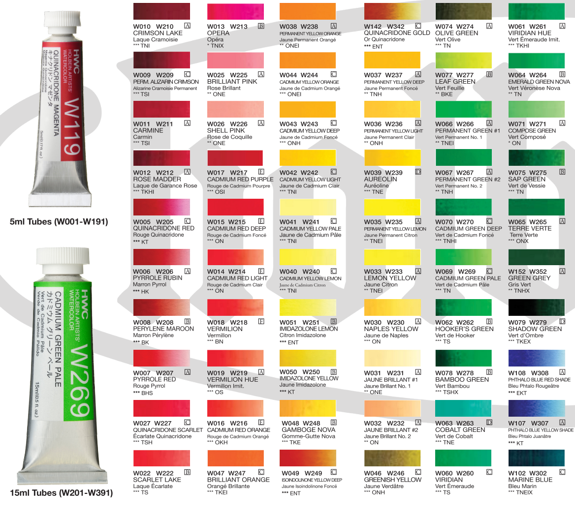 Holbein Artist Watercolor 5ml Tubes - Odd Nodd Art Supply