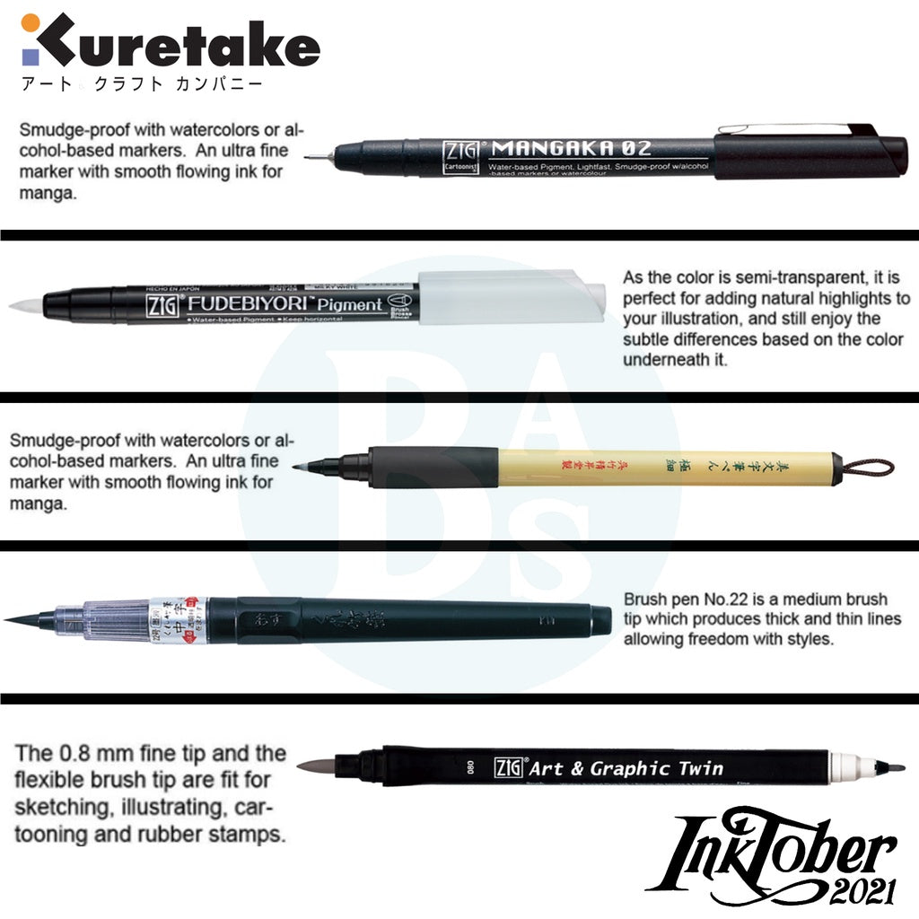 Zig Illustration Basic Set Inktober 2021 - Odd Nodd Art Supply