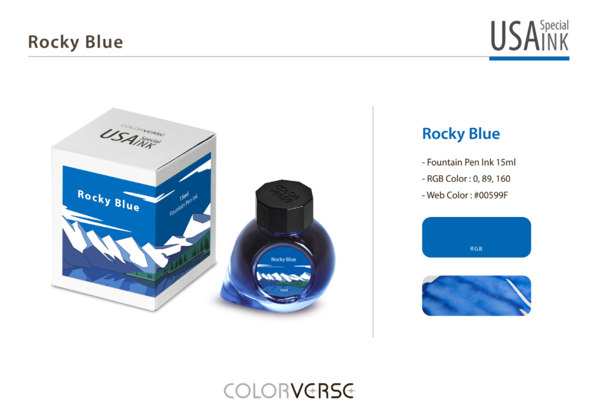 Colorverse USA Special Fountain Pen Ink - Odd Nodd Art Supply  Rocky Blue