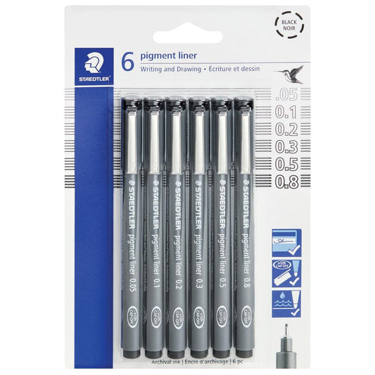 6 pack Pigment Liner Staedtler - Odd Nodd Art Supply