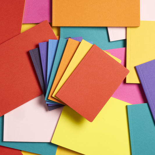 Colorful assortment of different colors of both No.1 size and No.2 size  uglybook notebooks