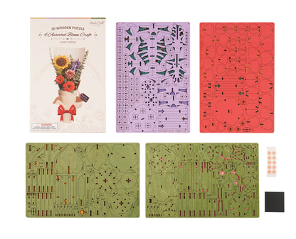 3D Wooden DIY Flower Puzzle Sets - Odd Nodd Art Supply