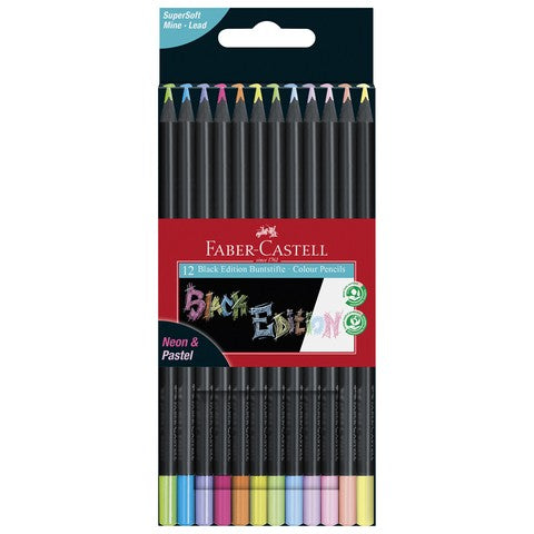 Neon Pastel 12 Set Faber Black Edition Colored Pencils - Odd Nodd Art Supply