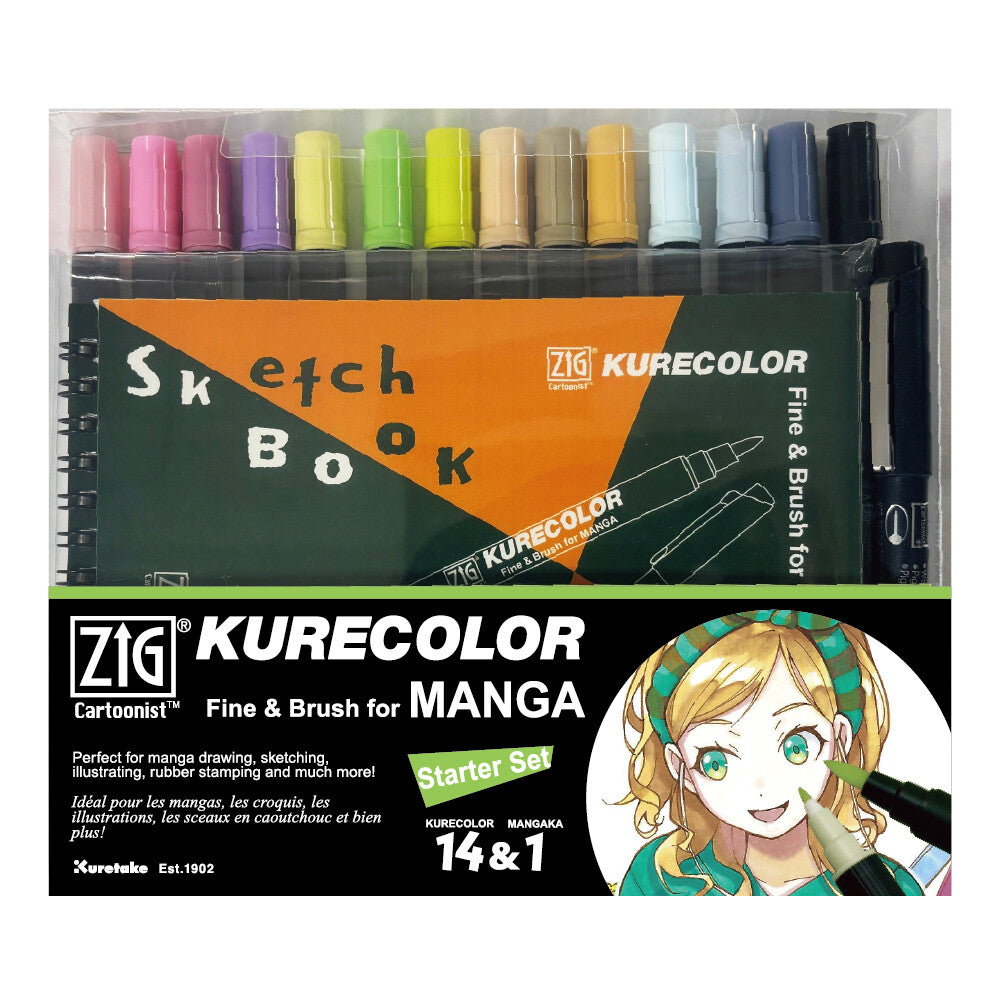 Starter Set Zig Kurecolor Alcohol Based Fine & Brush Markers - Odd Nodd Art Supply