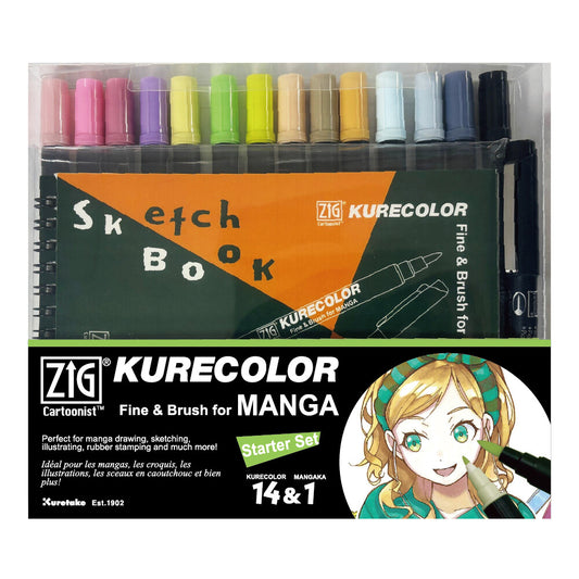 Starter Set Zig Kurecolor Alcohol Based Fine & Brush Markers - Odd Nodd Art Supply