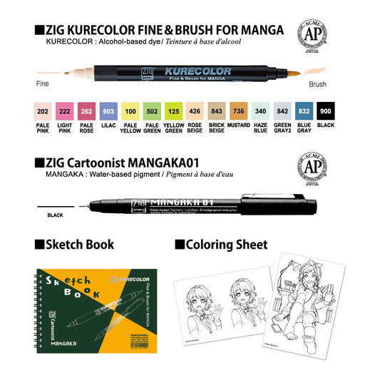 Zig Kurecolor Alcohol Based Fine & Brush Markers - Odd Nodd Art Supply
