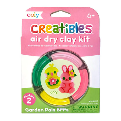 Ooly Creatibles air dry clay kit Garden Pals BFFs packaging with four clay rolls and a bunny and chick design.
