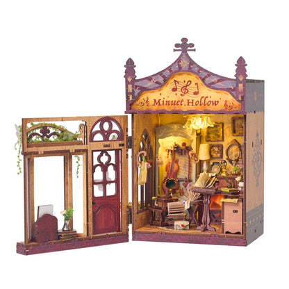 Interior of Minuet Hollow book nook kit  - Odd Nodd Art Supply