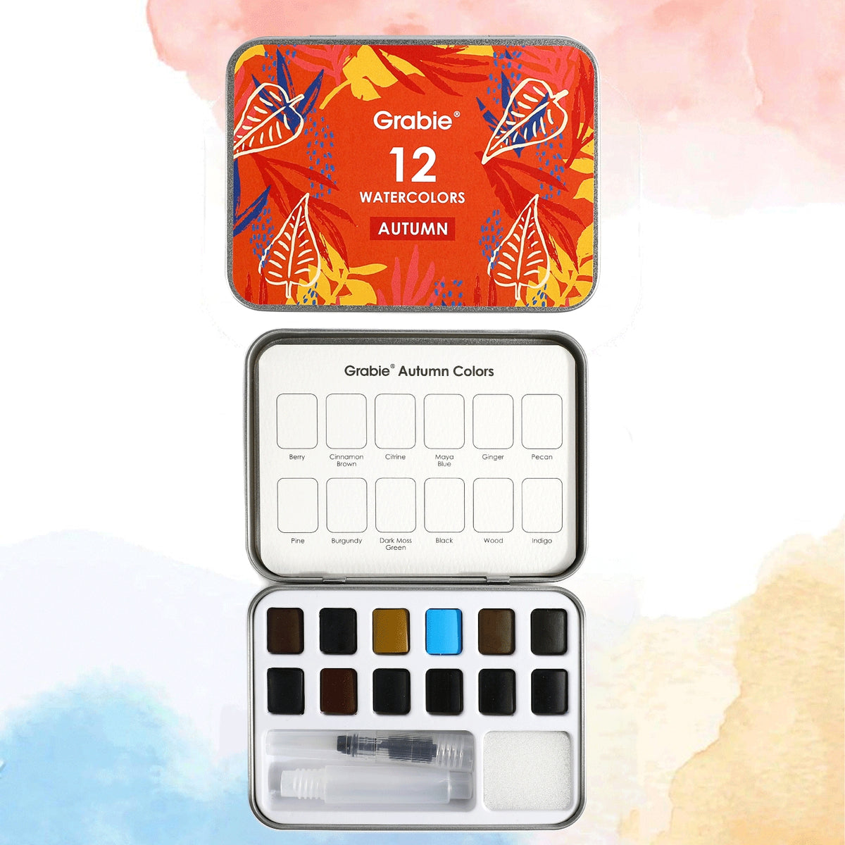 Autumn Colors 12 color Watercolor tin