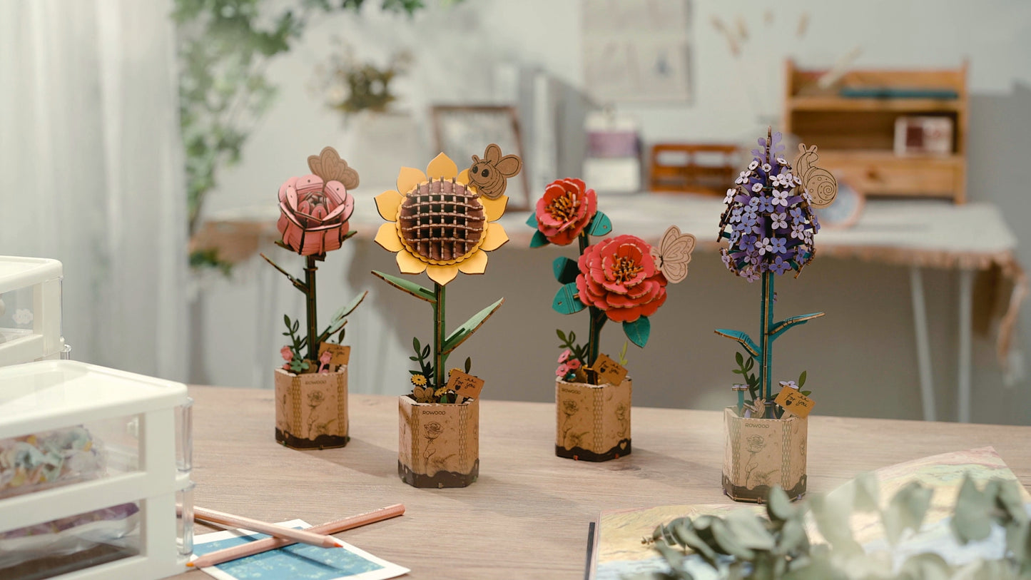 3D Wooden DIY Flower Puzzle Sets - Odd Nodd Art Supply