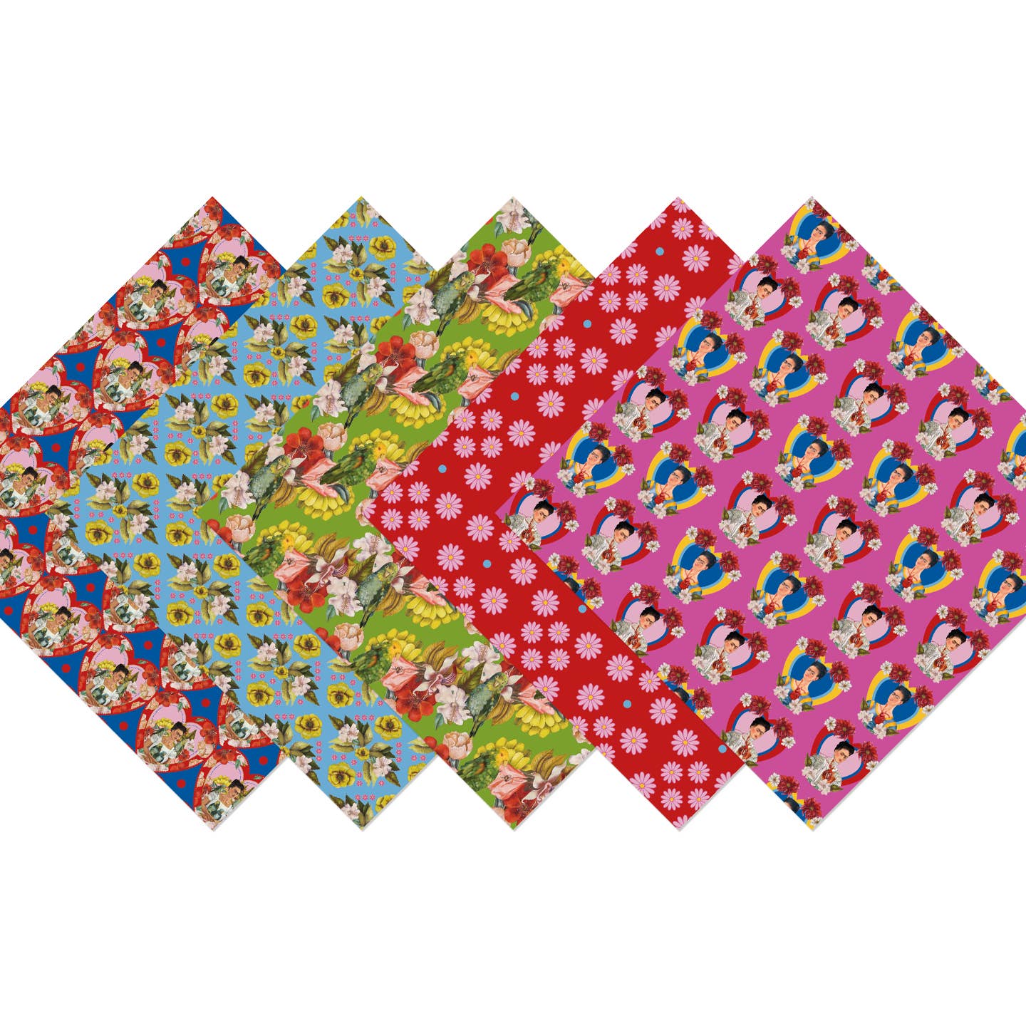 a selection of five Frida Kahlo origami papers 