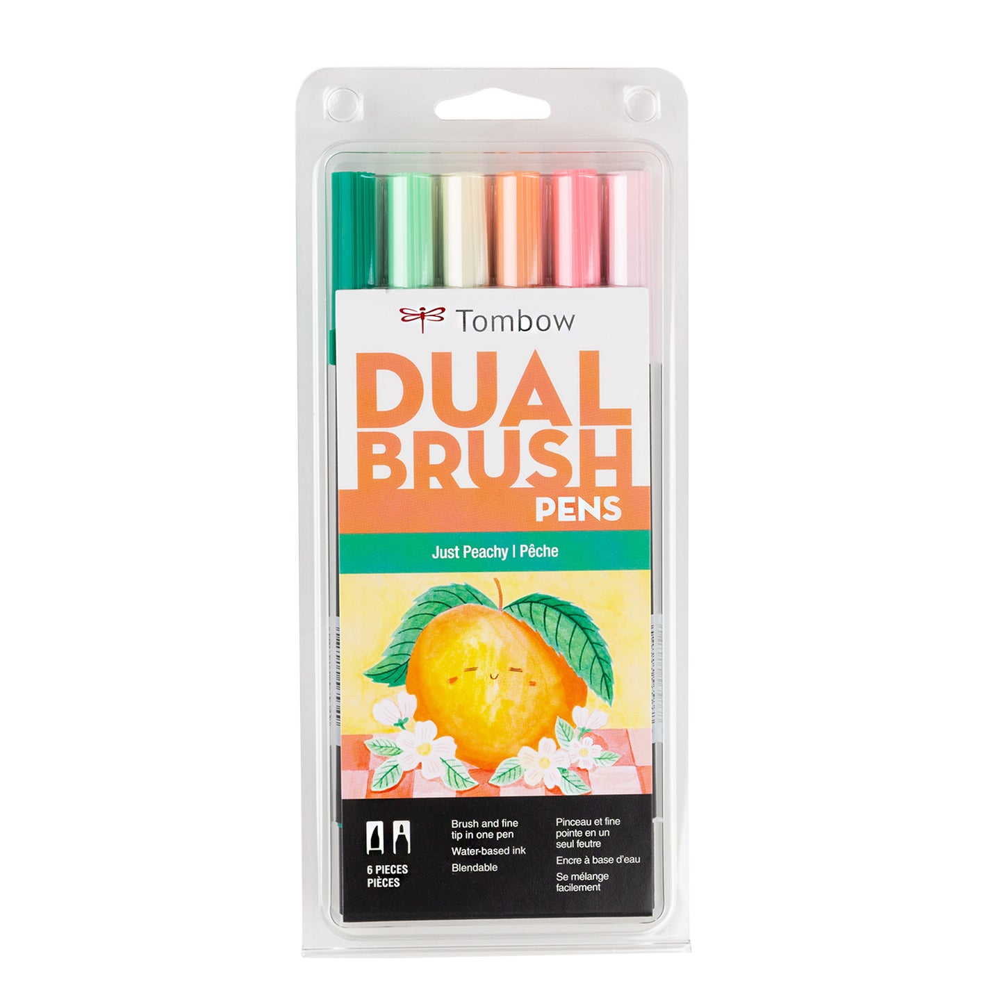 Just Peachy 6 Dual Brush Pen Sets - Odd Nodd Art Supply