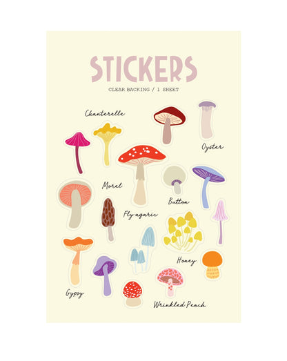 Mushrooms Clear Stickers - Odd Nodd Art Supply
