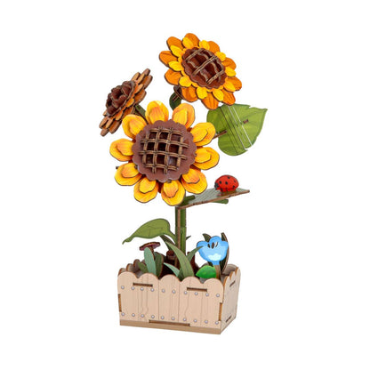 3D Wooden DIY Flower Puzzle Sets