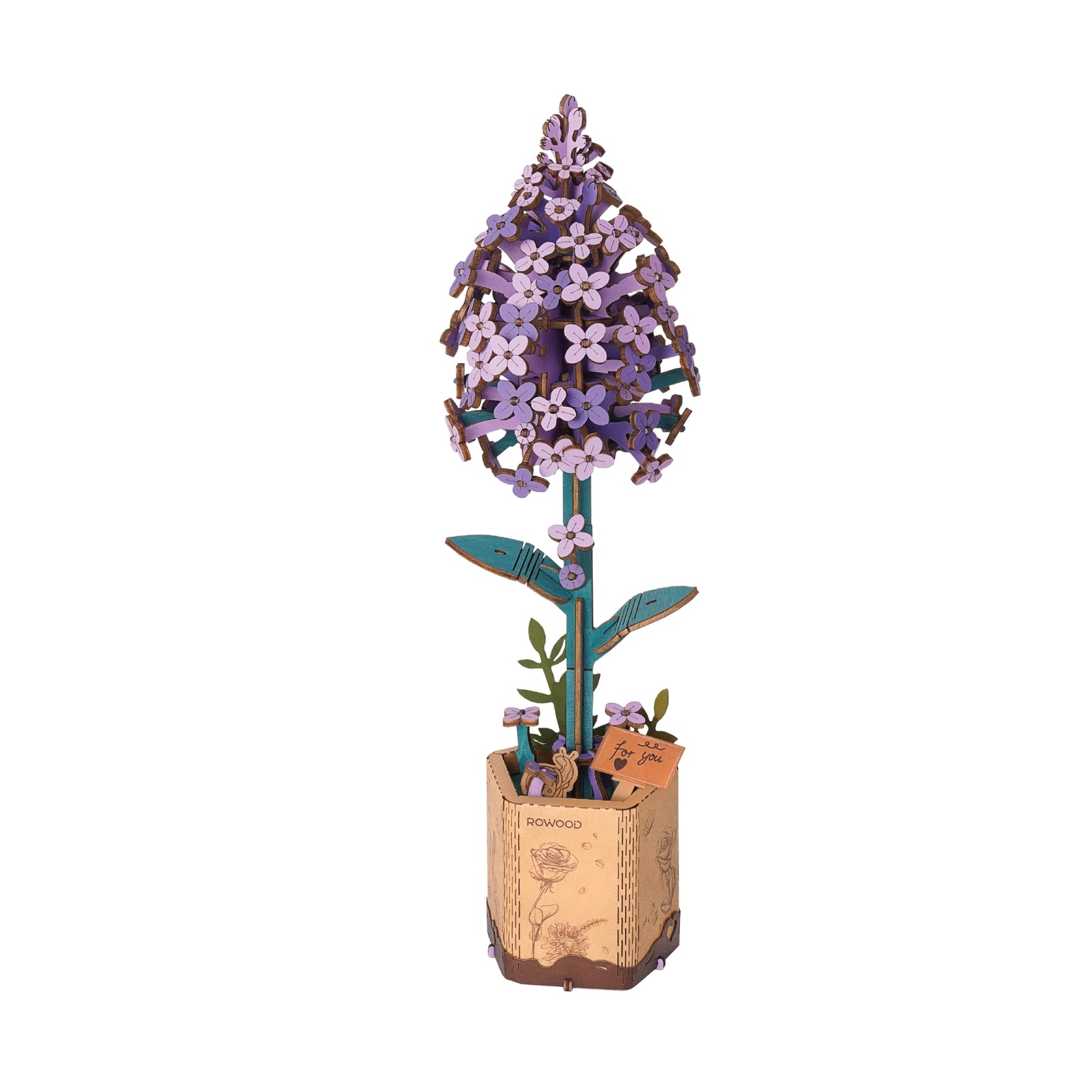 Lilac 3D Wooden DIY Flower Puzzle Sets - Odd Nodd Art Supply